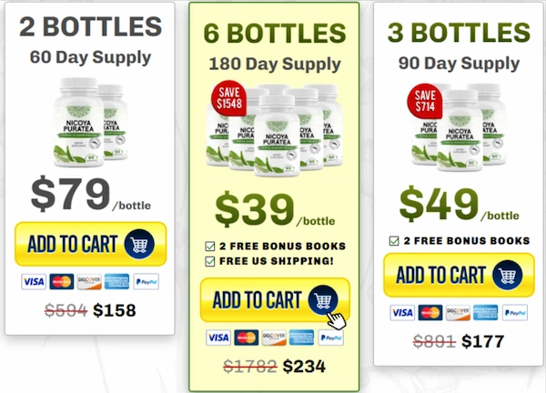 Nicoya PuraTea Pricing Details